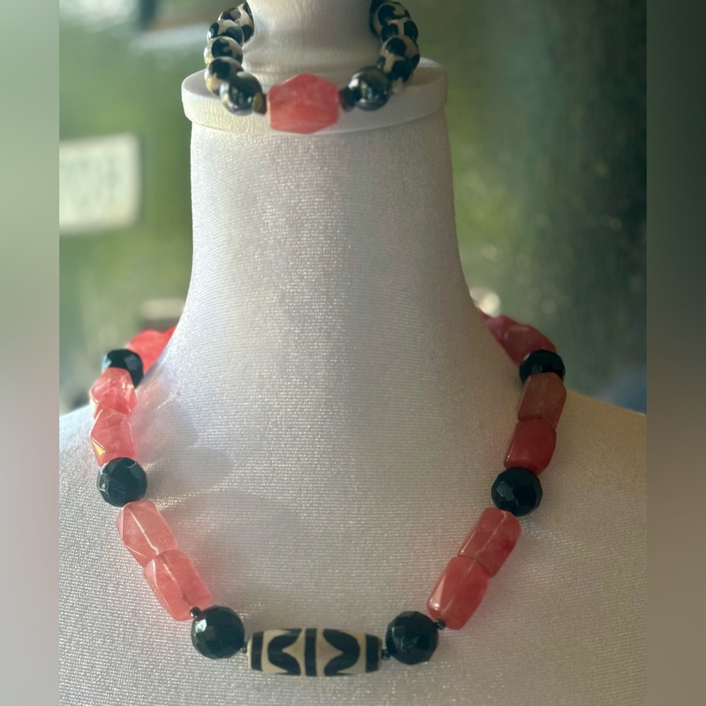Gemstone Bead Necklace Set NWOT - Picture 1 of 8